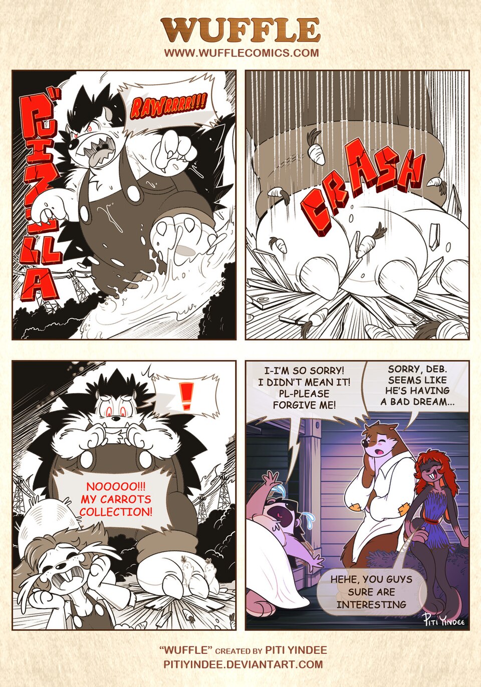 Wuffle, Puizilla, page 1. English comic artwork by Piti Yindee.