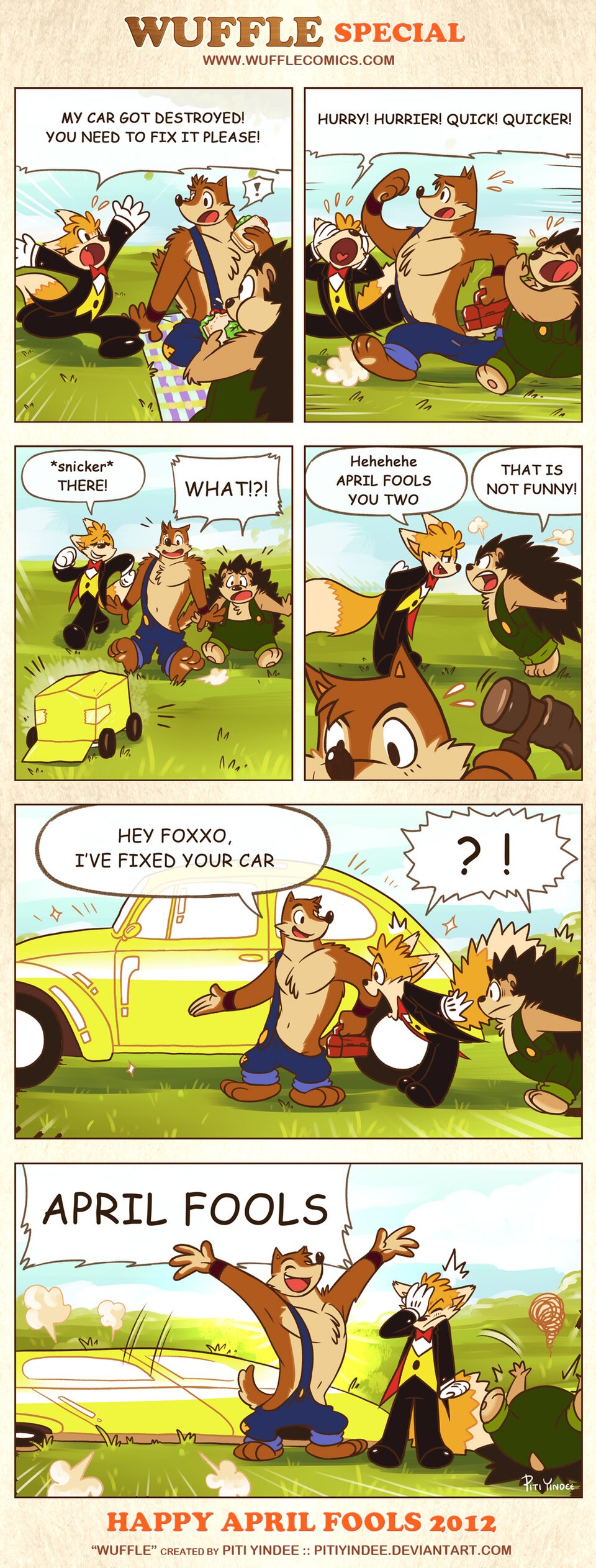 Wuffle, Wuffle's April Fools 2012 Special!, page 1. English comic artwork by Piti Yindee.