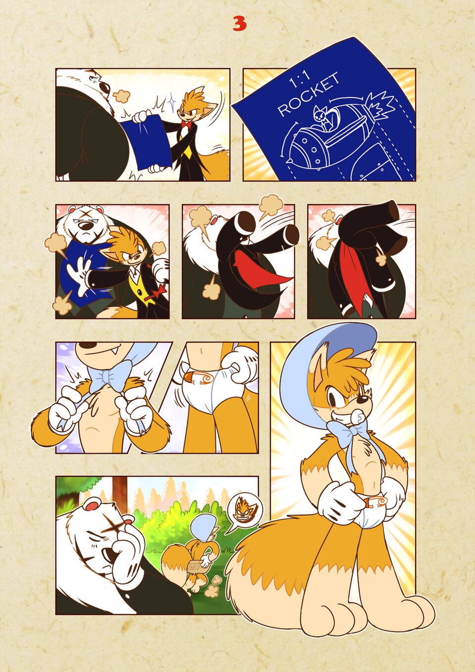 Wuffle, Wuffle's Christmas Toy Factory, page 4. English comic artwork by Piti Yindee.