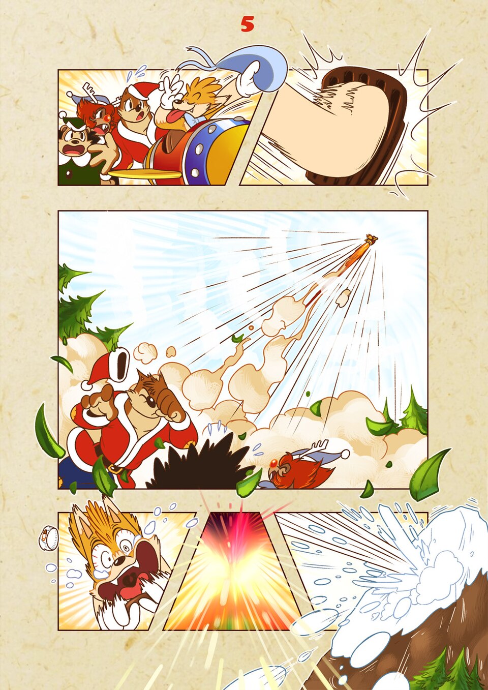 Wuffle, Wuffle's Christmas Toy Factory, page 6. English comic artwork by Piti Yindee.