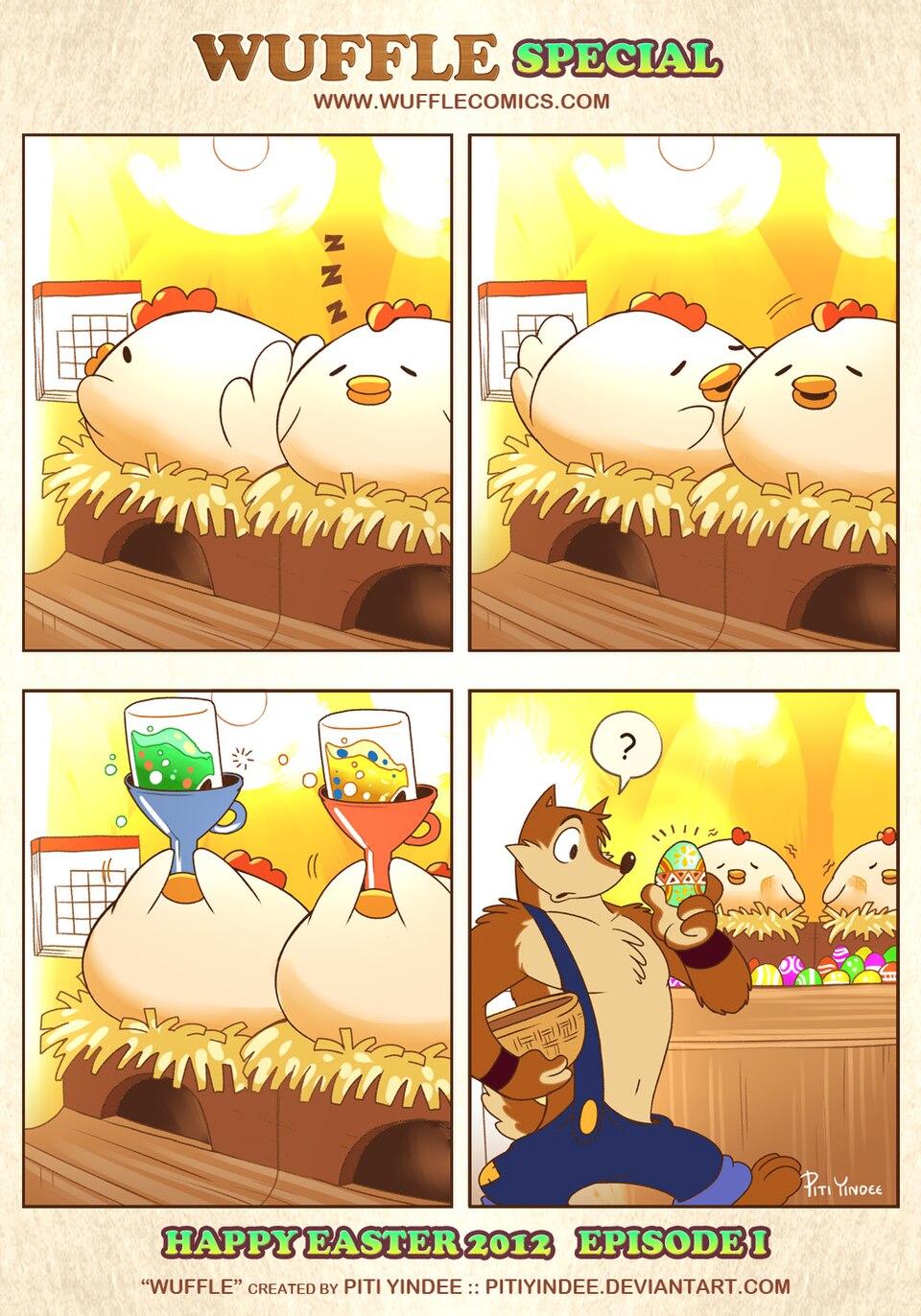 Wuffle, Wuffle's Easter 2012 Special!, page 1. English comic artwork by Piti Yindee.