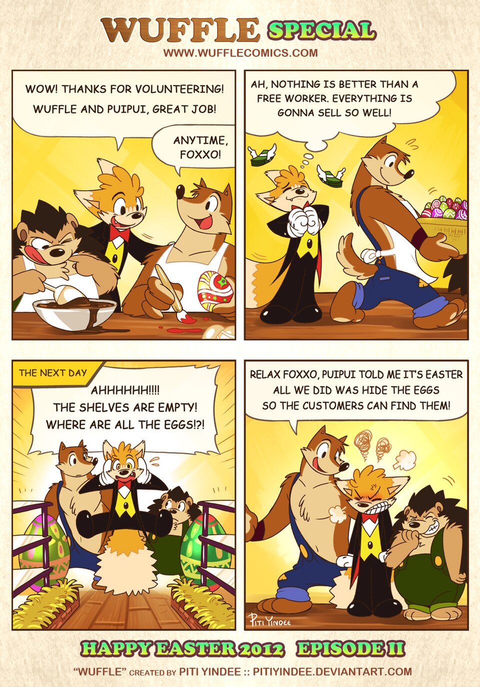 Wuffle, Wuffle's Easter 2012 Special!, page 2. English comic artwork by Piti Yindee.
