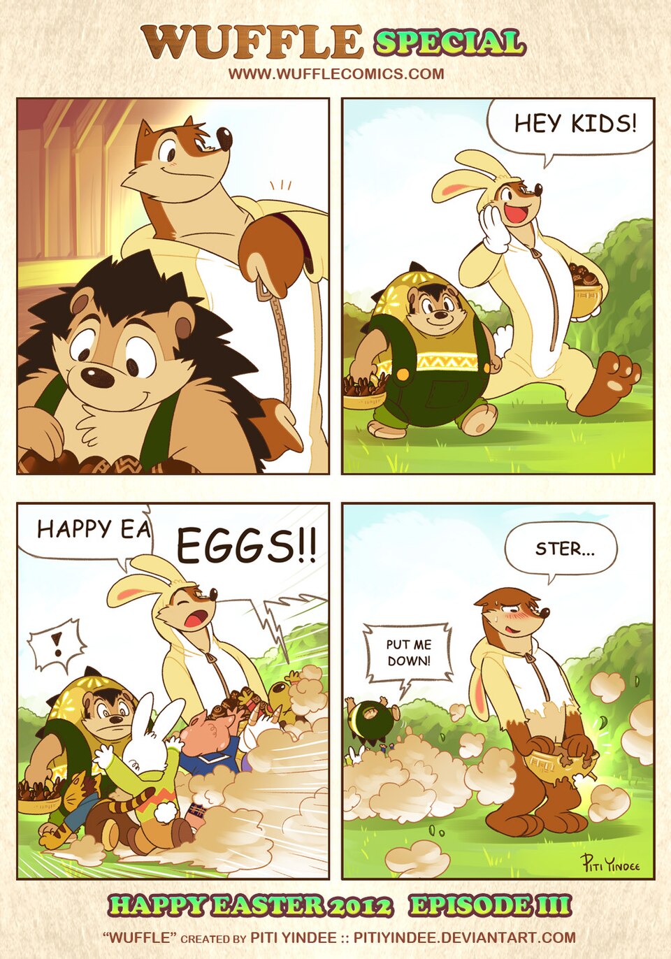 Wuffle, Wuffle's Easter 2012 Special!, page 3. English comic artwork by Piti Yindee.