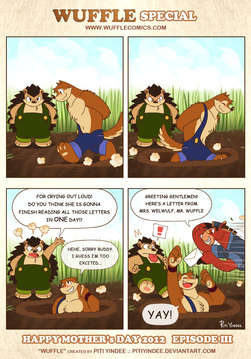 Wuffle, Wuffle's Mother's Day 2012 Special!, page 3. English comic artwork by Piti Yindee.