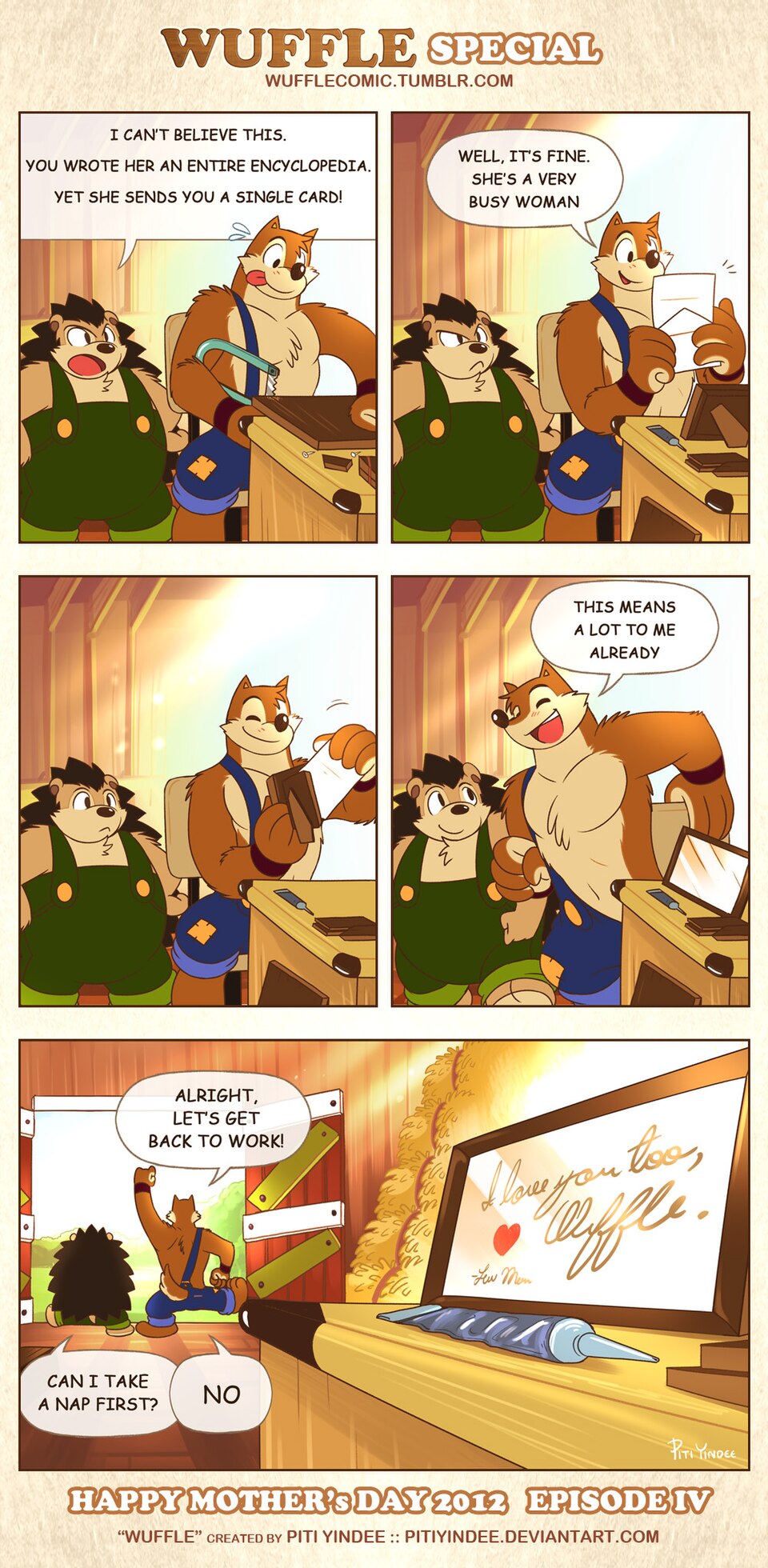 Wuffle, Wuffle's Mother's Day 2012 Special!, page 4. English comic artwork by Piti Yindee.
