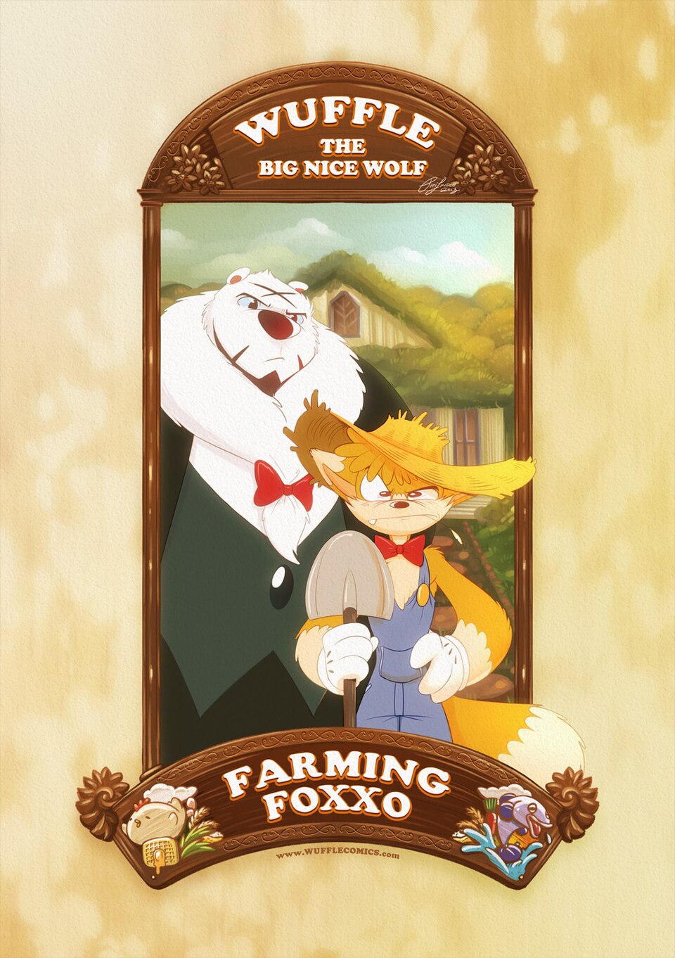 Wuffle, Farming Foxxo, page 1. English comic artwork by Piti Yindee.