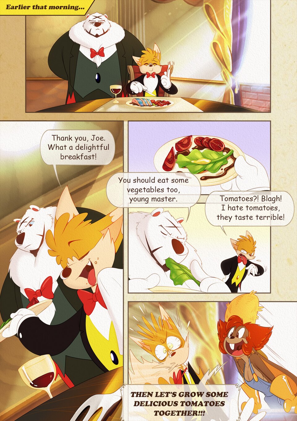 Wuffle, Farming Foxxo, page 3. English comic artwork by Piti Yindee.