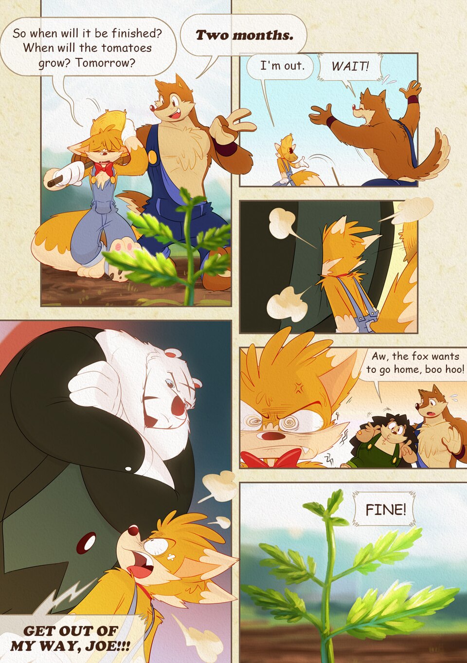Wuffle, Farming Foxxo, page 6. English comic artwork by Piti Yindee.