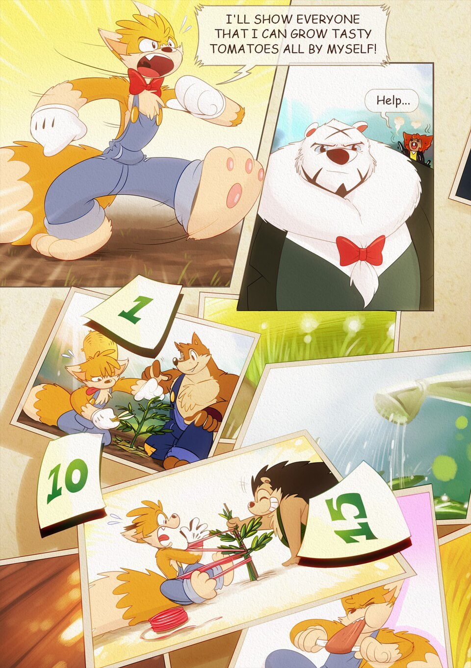 Wuffle, Farming Foxxo, page 7. English comic artwork by Piti Yindee.