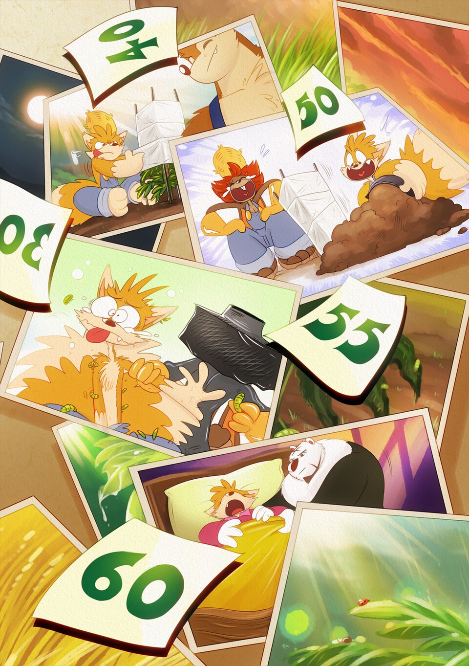 Wuffle, Farming Foxxo, page 8. English comic artwork by Piti Yindee.