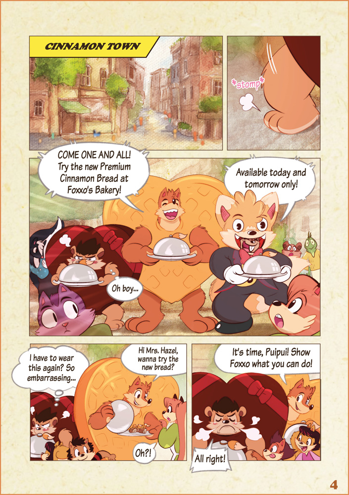 Wuffle, Foxxo's Bakery, page 4. English comic artwork by Piti Yindee.