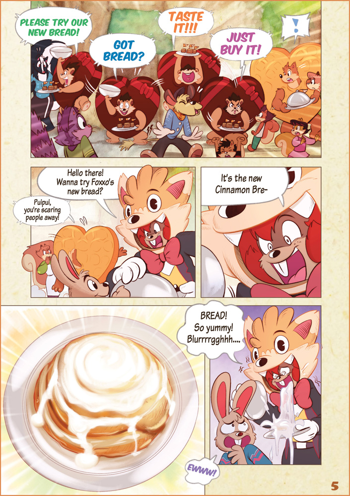 Wuffle, Foxxo's Bakery, page 5. English comic artwork by Piti Yindee.