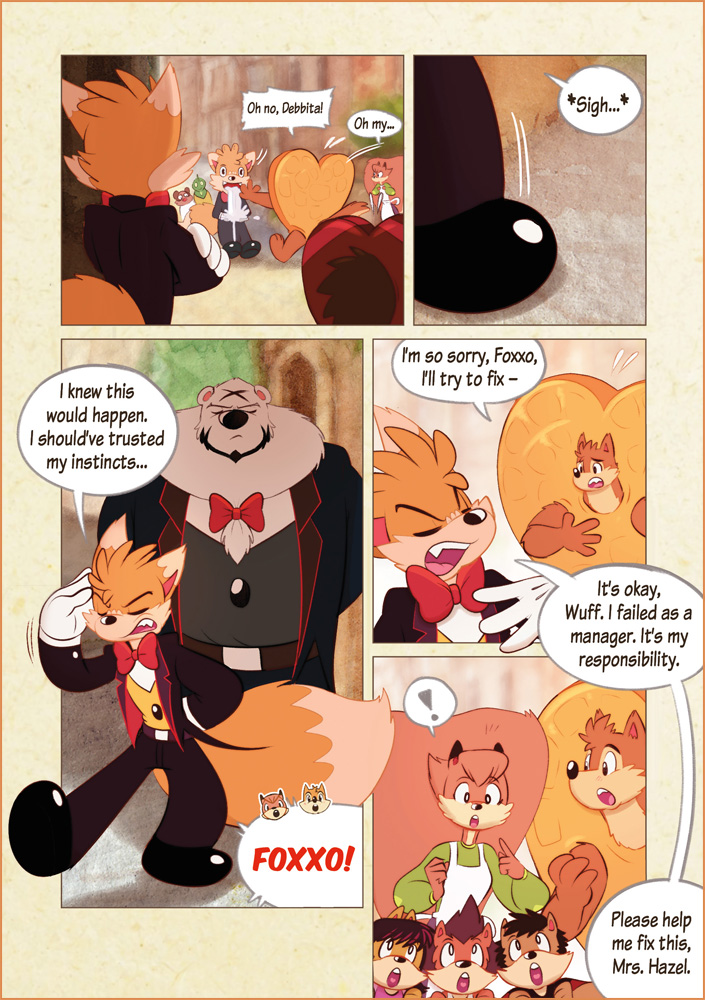 Wuffle, Foxxo's Bakery, page 6. English comic artwork by Piti Yindee.