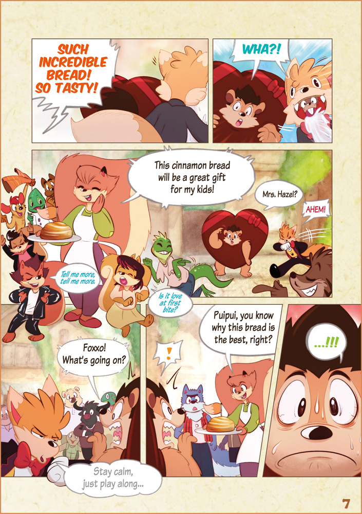 Wuffle, Foxxo's Bakery, page 7. English comic artwork by Piti Yindee.