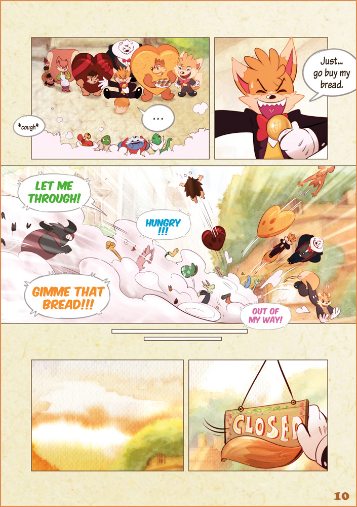 Wuffle, Foxxo's Bakery, page 10. English comic artwork by Piti Yindee.