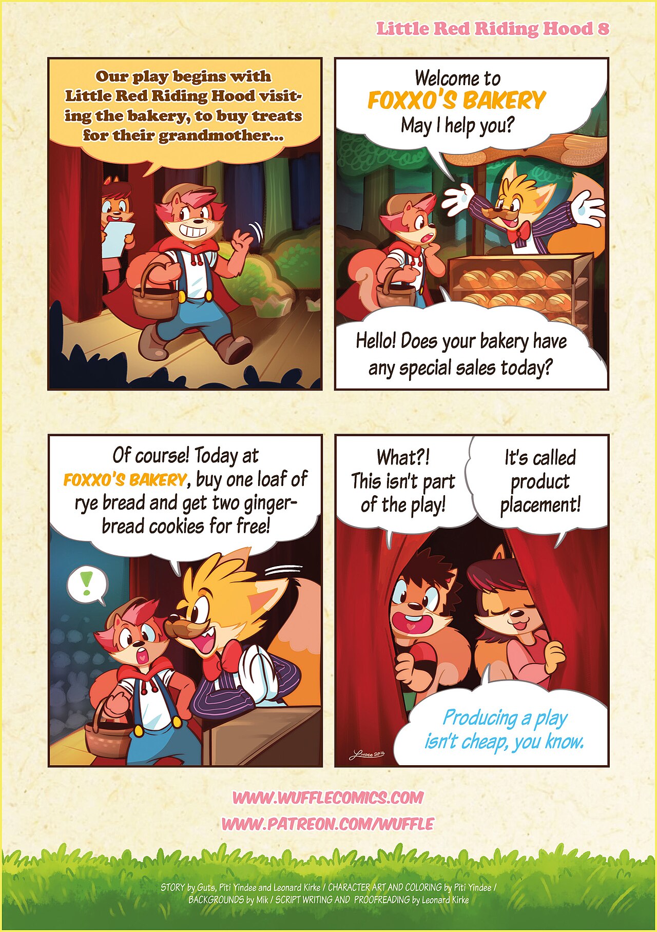 Wuffle, Little Red Riding Hood, page 8. English comic artwork by Piti Yindee.