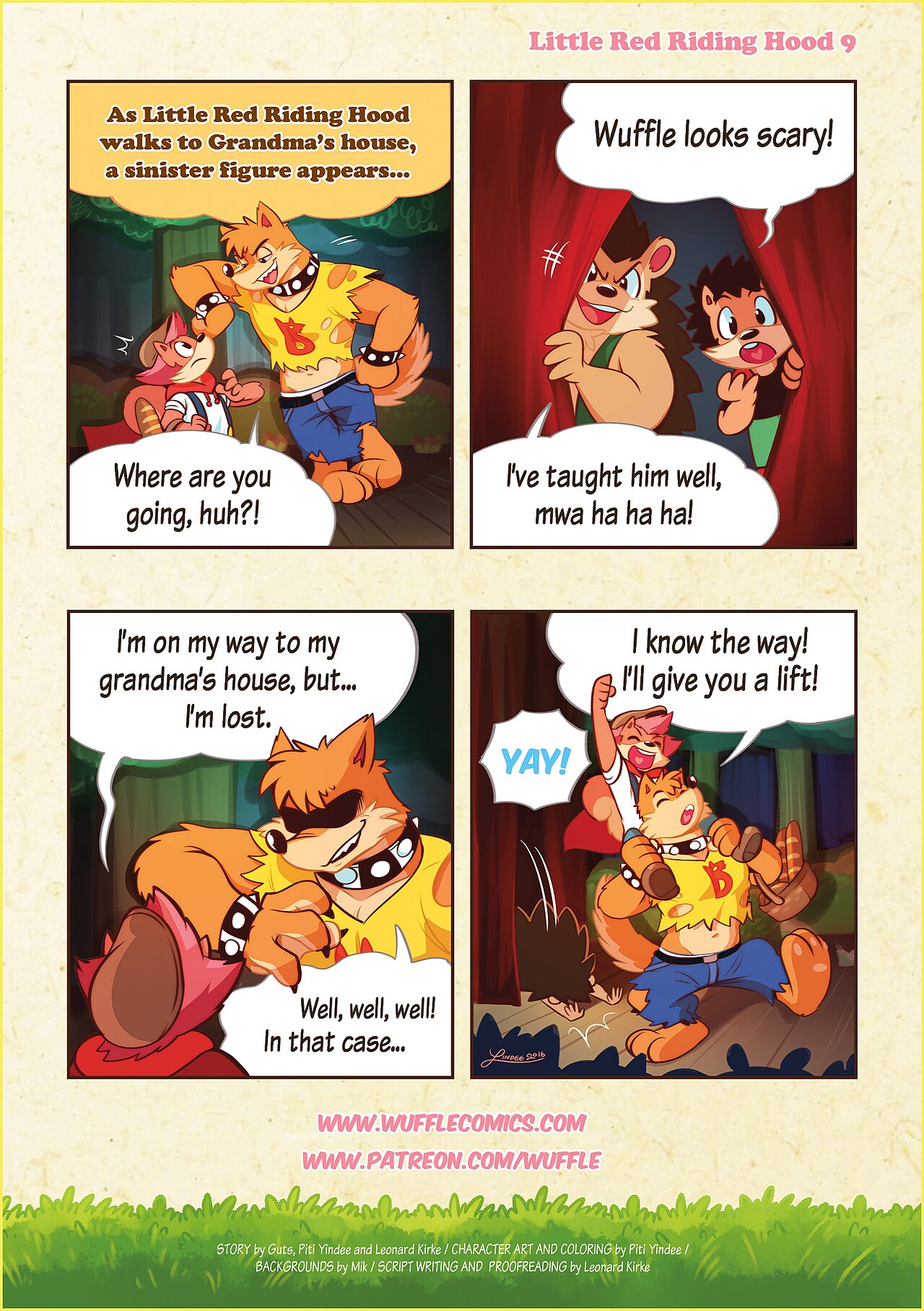 Wuffle, Little Red Riding Hood, page 9. English comic artwork by Piti Yindee.