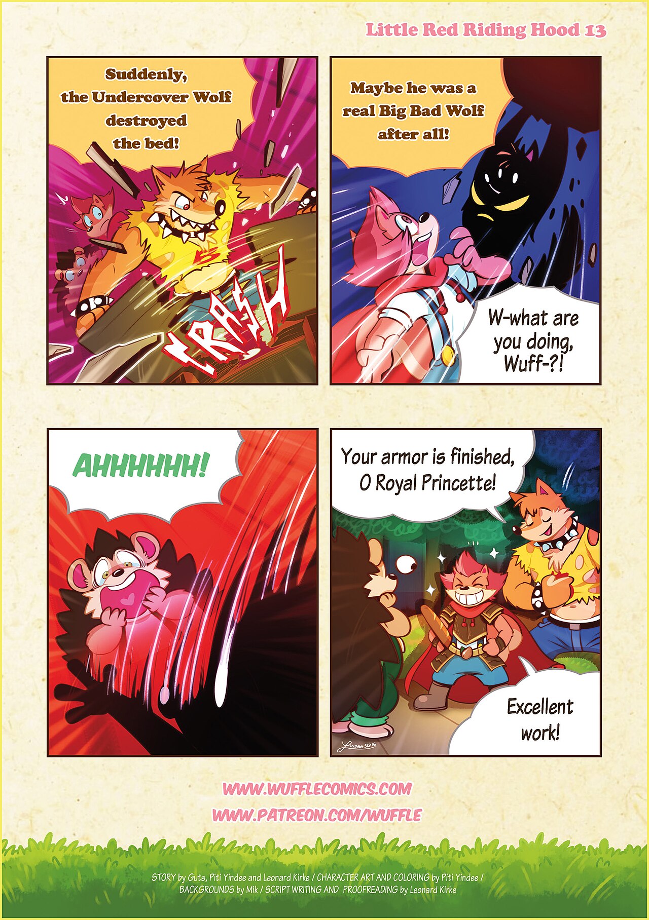 Wuffle, Little Red Riding Hood, page 13. English comic artwork by Piti Yindee.