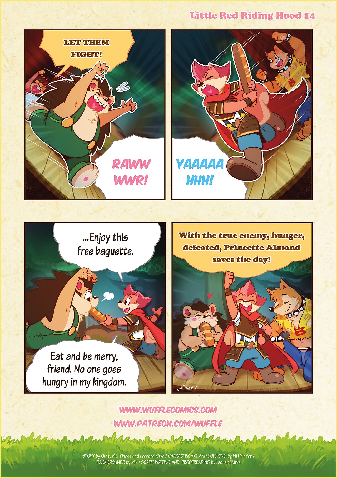 Wuffle, Little Red Riding Hood, page 14. English comic artwork by Piti Yindee.