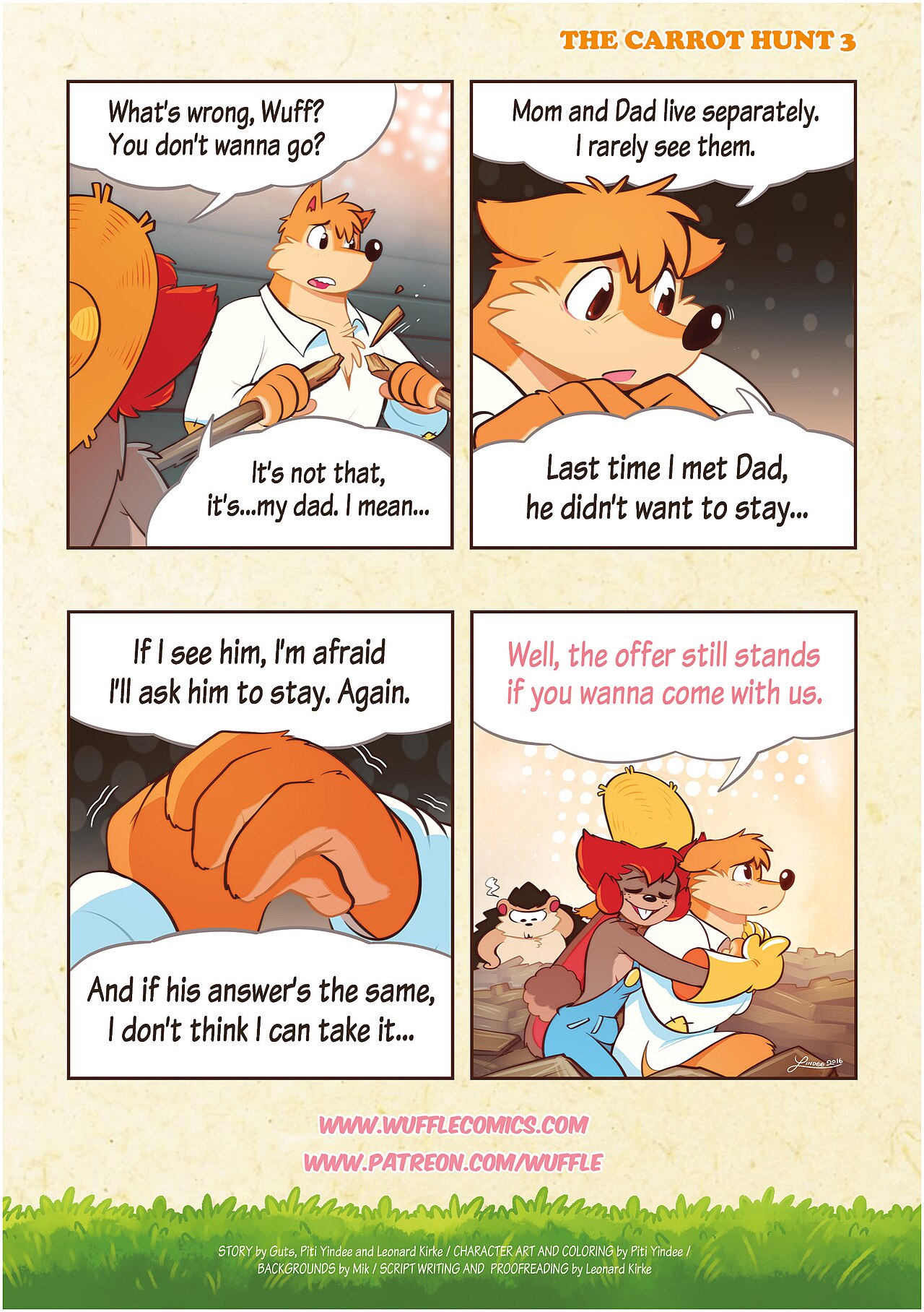 Wuffle, The Carrot Hunt, page 3. English comic artwork by Piti Yindee.