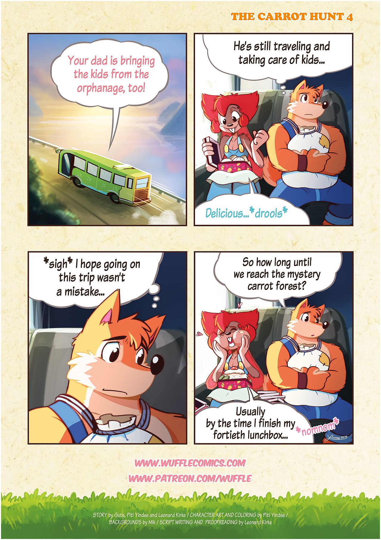Wuffle, The Carrot Hunt, page 4. English comic artwork by Piti Yindee.