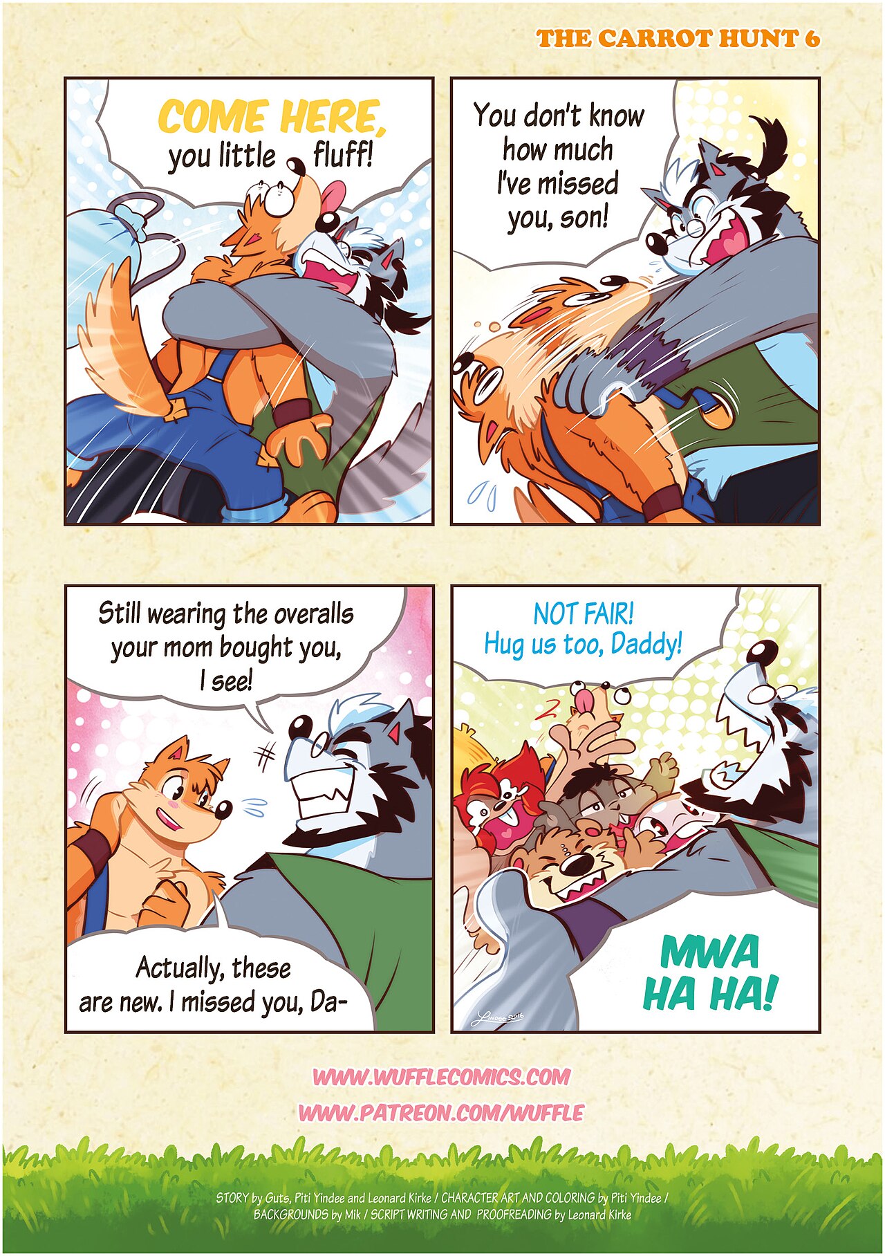 Wuffle, The Carrot Hunt, page 6. English comic artwork by Piti Yindee.